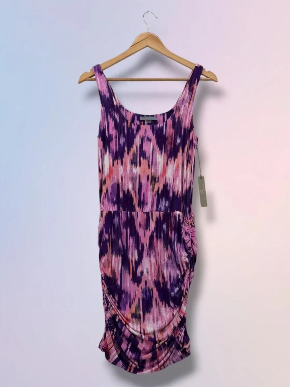 Tart Collections NWT Purple & Pink Ruched Side Bodycon Midi Dress S